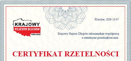 Certificate of Reliability KRD